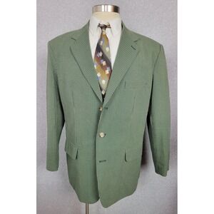 Gap Mens XL Green Seersucker Checkered 3-Button Sport Coat Blazer Jacket